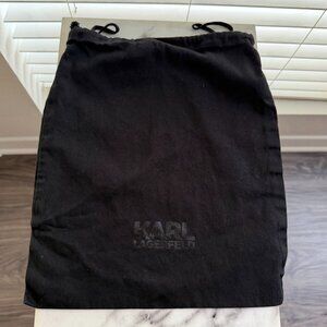 Karl Lagerfeld Authentic Black Dustbag Shimmer Logo Double Drawstring 11"W x 13"